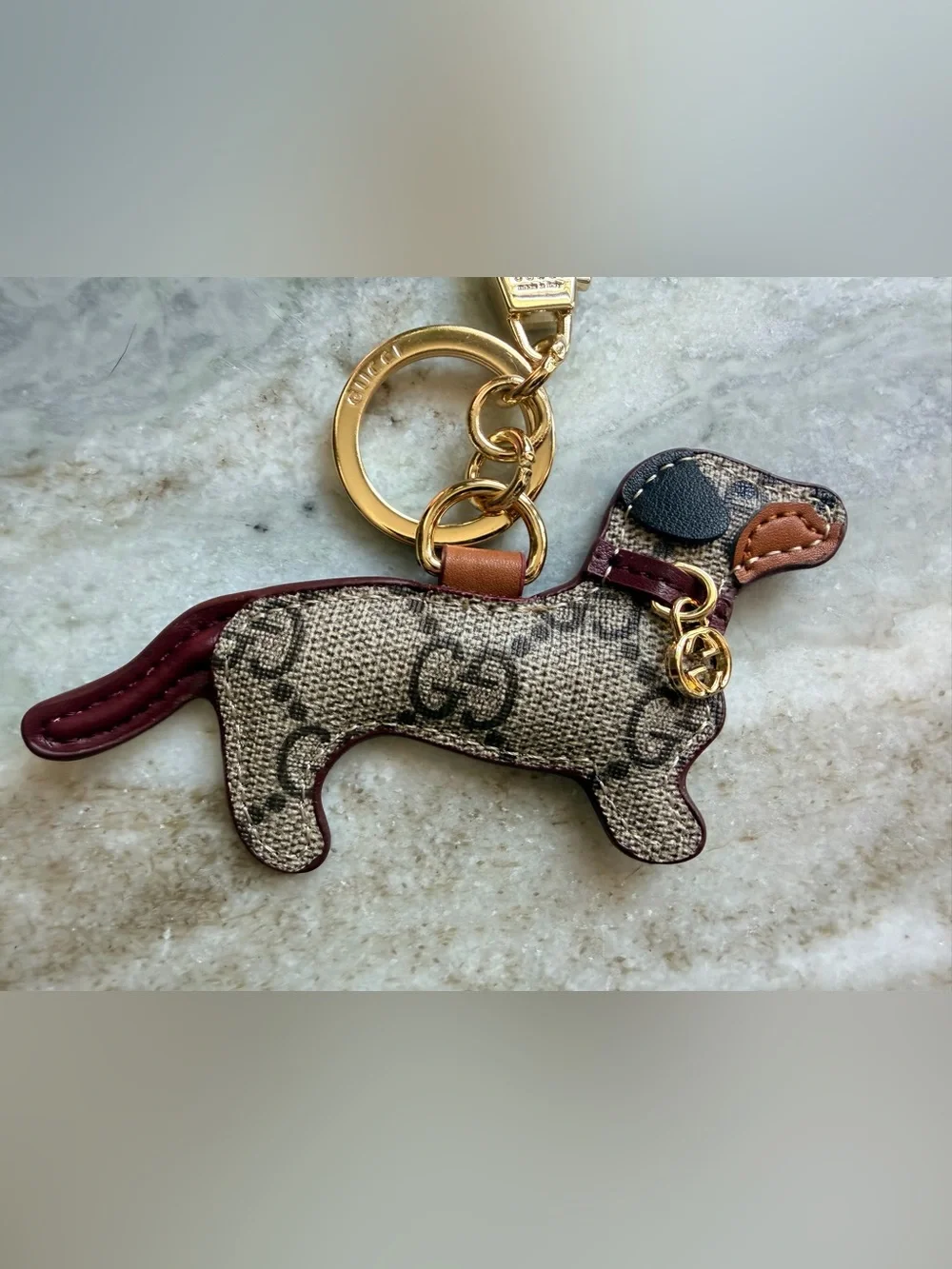 Fashion Gucci Dog Bag Charm/Key Chain with ahold Hardware NEW in Branded Box